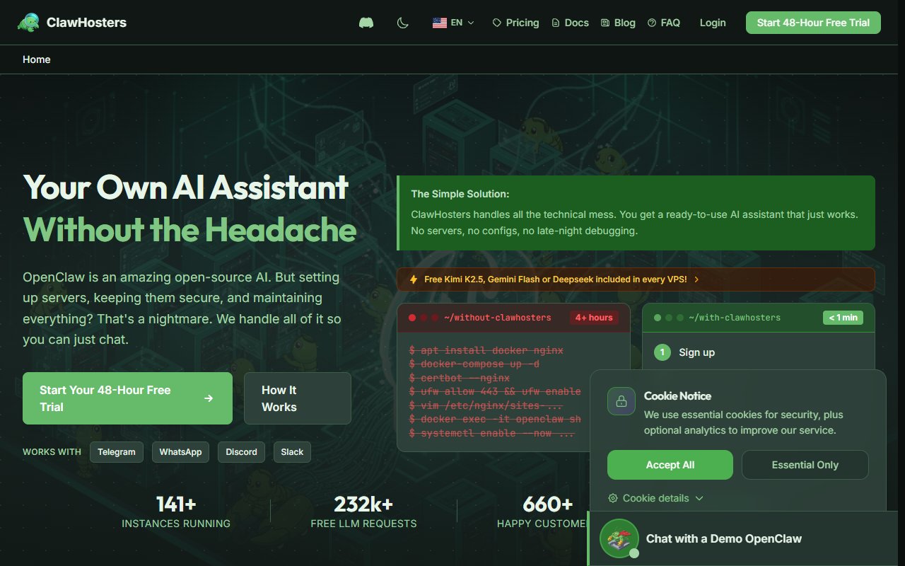 ClawHosters — Hosting tool for openclaw.ai