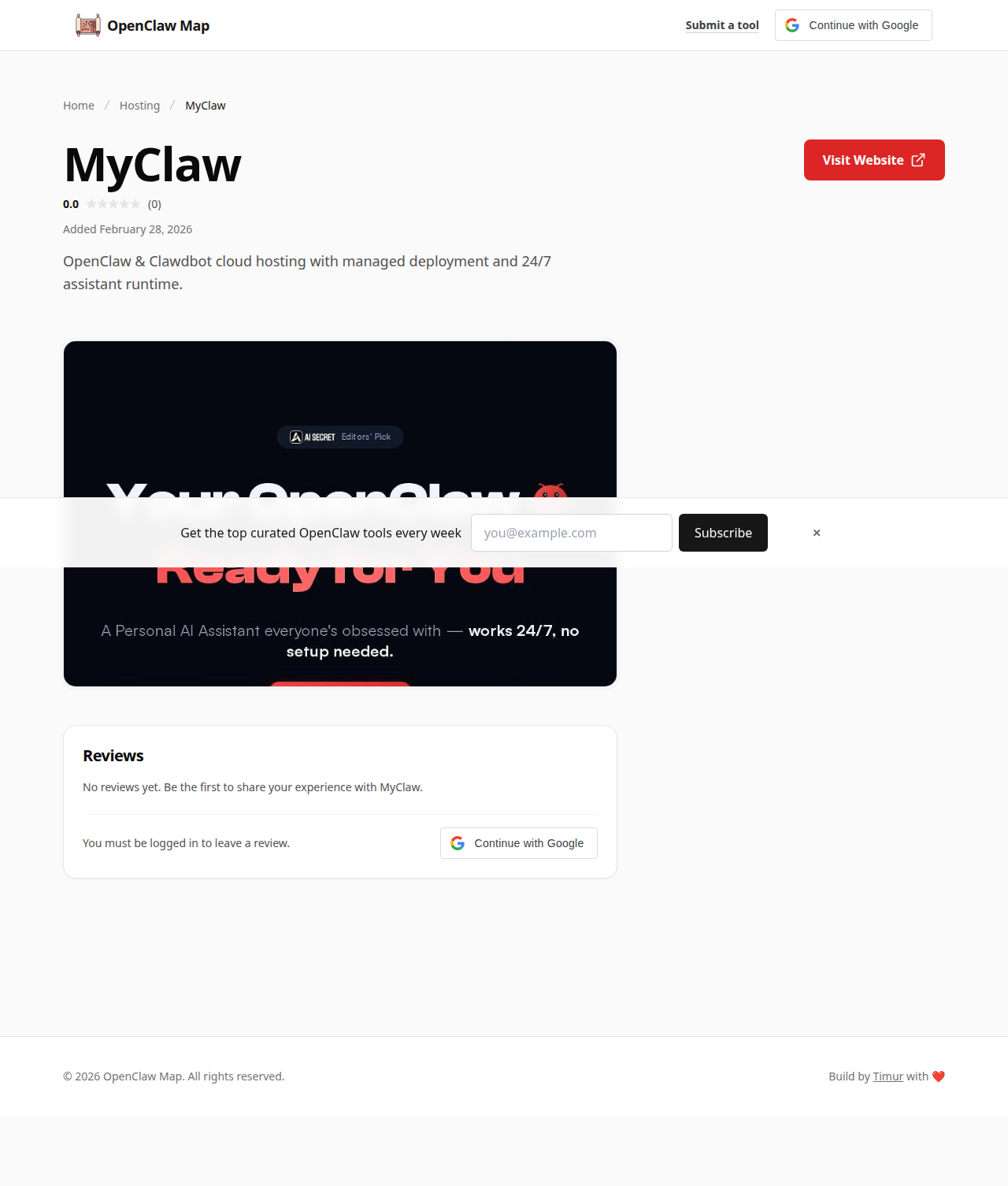MyClaw — Hosting tool for openclaw.ai