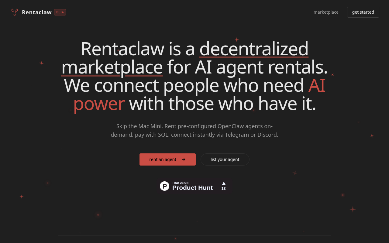 Rentaclaw — Marketplace tool screenshot
